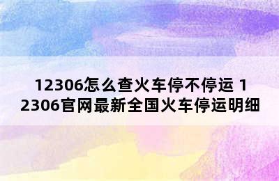 12306怎么查火车停不停运 12306官网最新全国火车停运明细